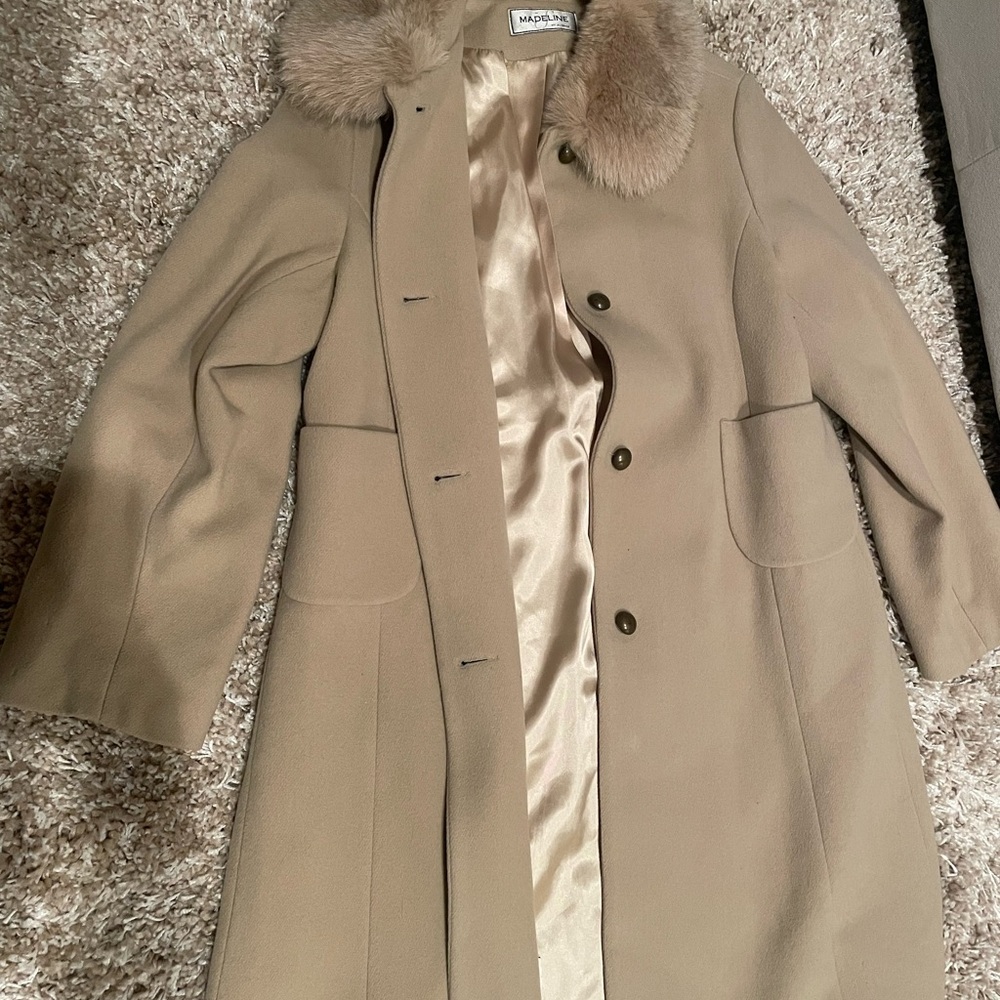 Vintage Wool Coat with Fur Collar